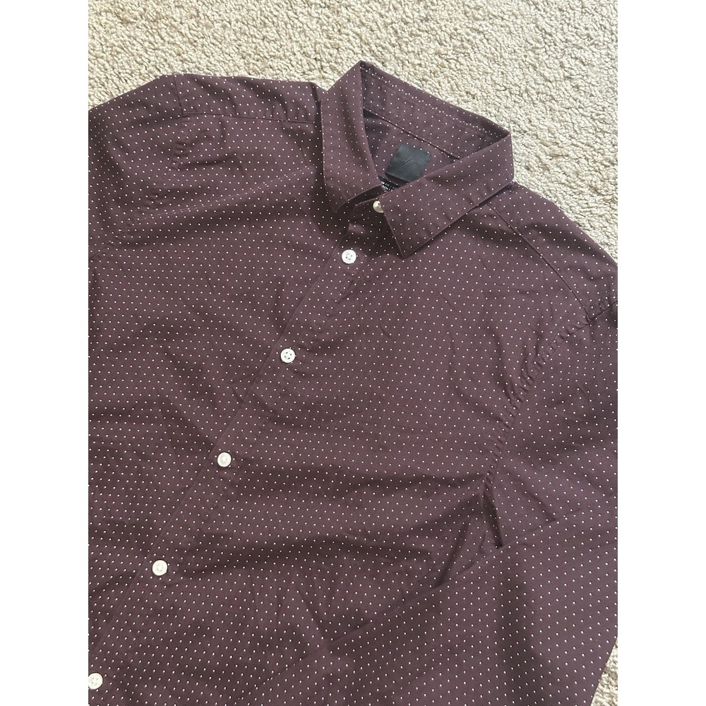 Men's H&M Long Sleeve Polka Dot Button Up Shirt - Medium